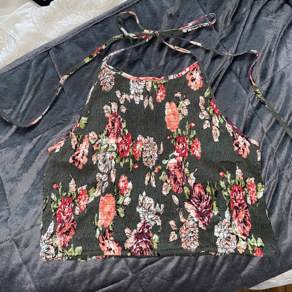 Smocked floral crop top